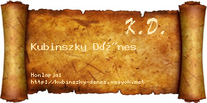 Kubinszky Dénes névjegykártya
